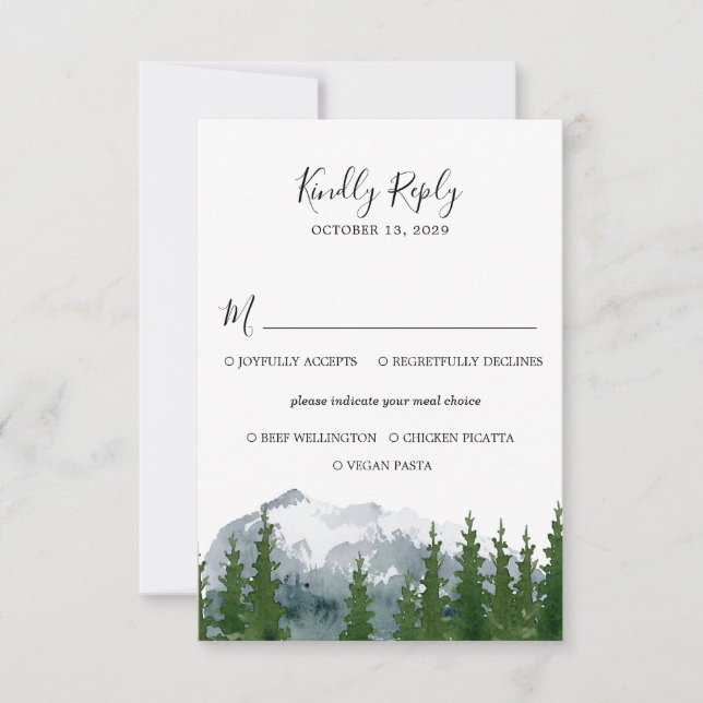 RSVP de Casamento de Floresta Montanha com Cartão  (Frente)