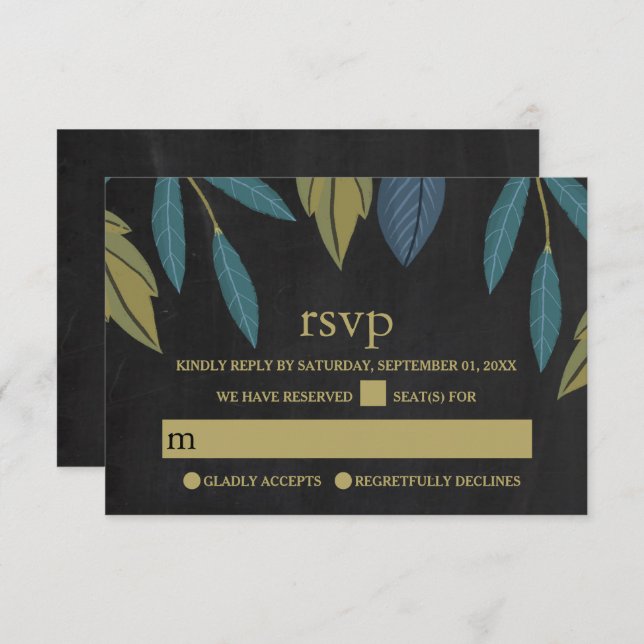 RSVP de Casamento de Folha de Chalkboard (Frente/Verso)