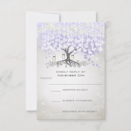RSVP de Casamento de Folha de Coração de Lavanda R