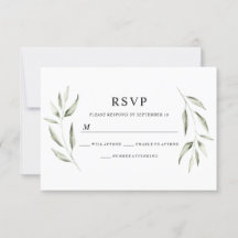 RSVP de Casamento de Folha Verde de Aquarela Elega