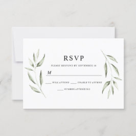 RSVP de Casamento de Folha Verde de Aquarela Elega