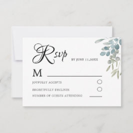 RSVP de Casamento de Folhagem Verde Simples