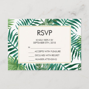 RSVP de Casamento de Folhas Tropicais