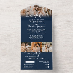 RSVP de Casamento de Foto Branca do Marinho Elegan