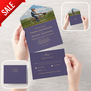 RSVP de Casamento de Fotografia de Lavanda Roxo In