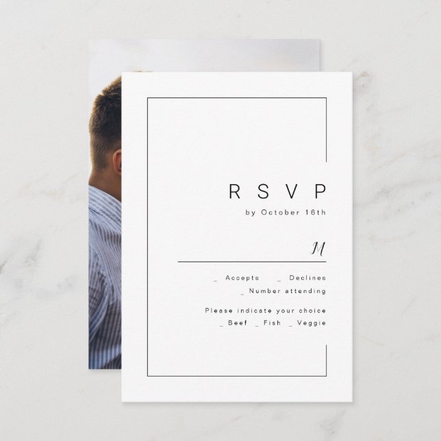 RSVP de casamento de fotos minimalistas modernas (Frente/Verso)