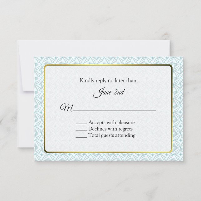 RSVP de Casamento de Frame Dourado e Aqua (Frente)
