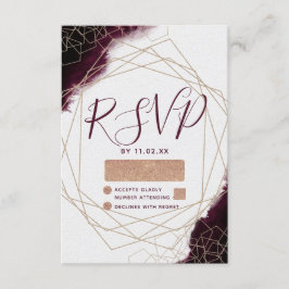 RSVP de Casamento de Frame Geométrico Burgundy Wat