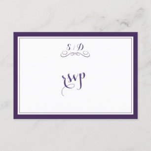 RSVP de Casamento de Fronteira Branca e Roxo Elega