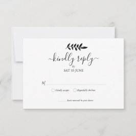 RSVP de Casamento de Garland Floral Negro e Branco