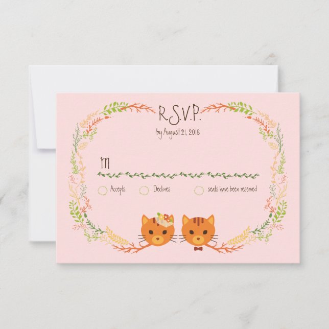 RSVP de Casamento de Gatos da Floresta Whimsical ( (Frente)