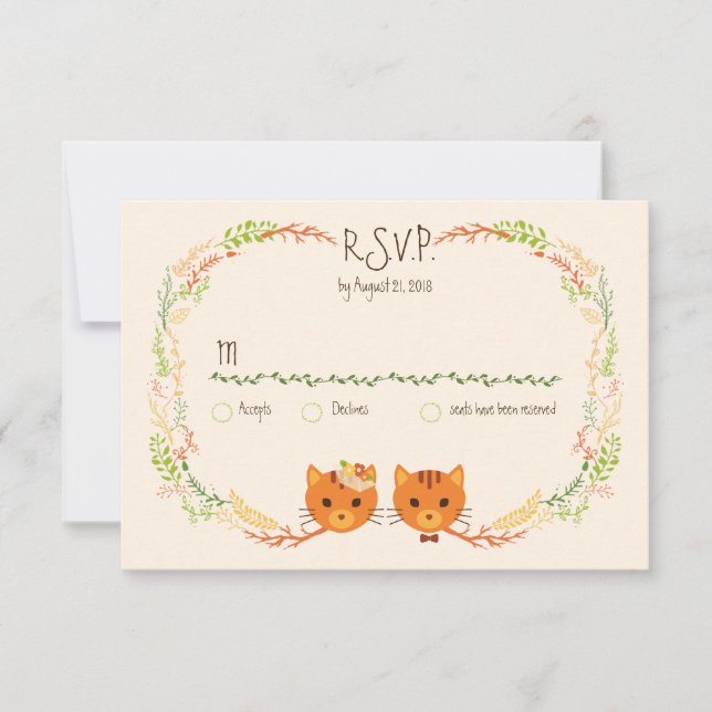 RSVP de Casamento de Gatos Florestais Whimsical (C (Frente)