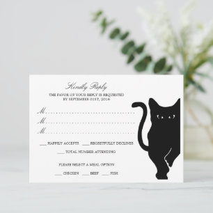 RSVP de Casamento de Gatos Negros Brancos Modernos