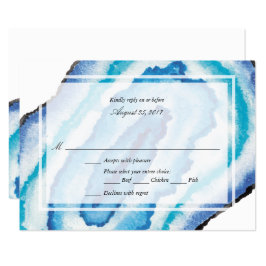 RSVP de Casamento de Geodes de Aquarela Azul