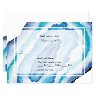 RSVP de Casamento de Geodes de Aquarela Azul