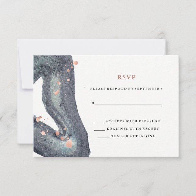 RSVP de Casamento de Geodo da Cinza de Aquarela (Frente)