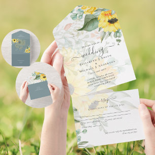 RSVP de Casamento de Girassóis Românticos Inclusiv