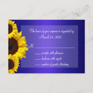 RSVP de Casamento de Girassol Azul e Amarelo