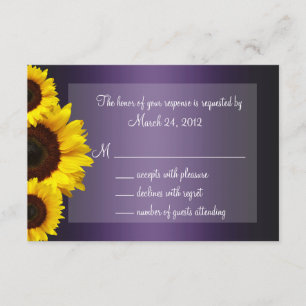 RSVP de Casamento de Girassol Púrpura e Amarelo