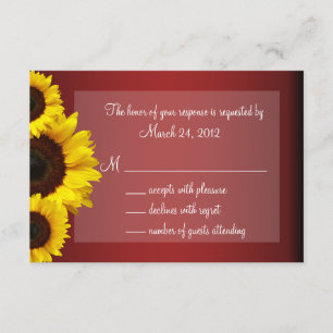 RSVP de Casamento de Girassol Vermelho e Amarelo