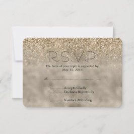 RSVP de Casamento de Glam Glitter Dourado