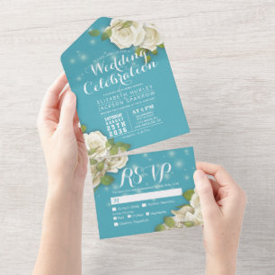 RSVP de Casamento de Gradiente Azul Claro de Corda