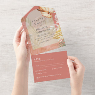 RSVP de Casamento de Grass Boho Pampas 3in1