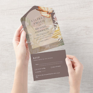 RSVP de Casamento de Grass Boho Pampas 3in1