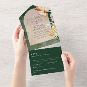 RSVP de Casamento de Grass Boho Pampas 3in1
