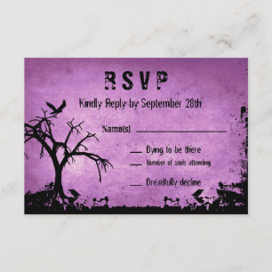 RSVP de Casamento de Halloween com árvore assustad