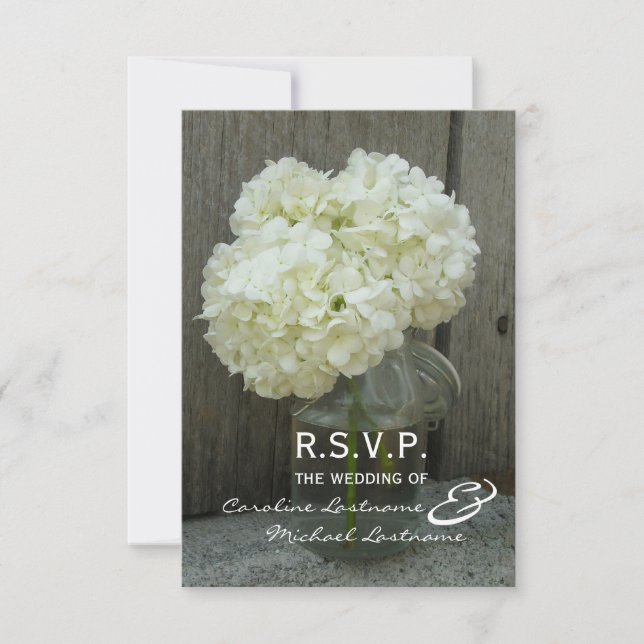 RSVP de Casamento de Hydrange & Barnwood (Frente)