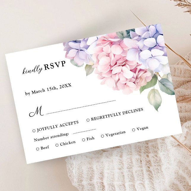 RSVP de Casamento de Hydrangea Rosa Dusty Púrpura  (Criador carregado)