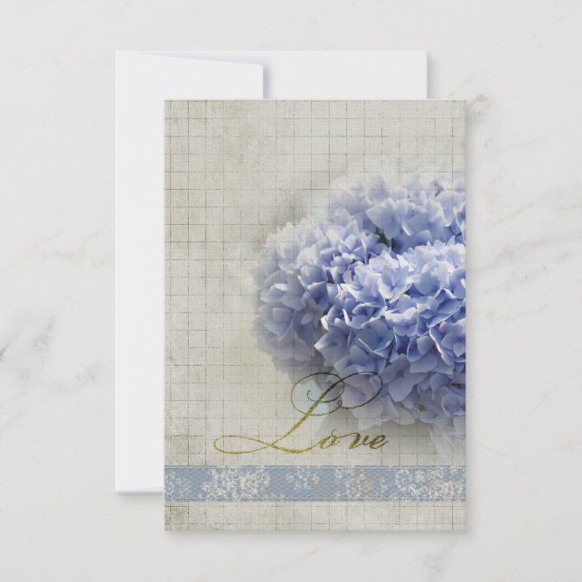 RSVP de Casamento de Hydrangeas Azuis Românticas (Frente)