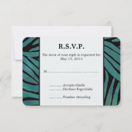 RSVP de Casamento de Impressão de Teal Zebra