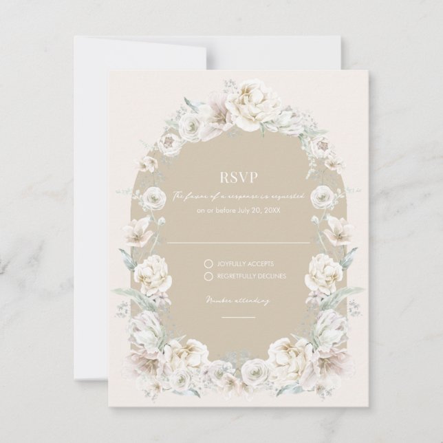 RSVP de Casamento de Jardim Floral Dourado (Frente)