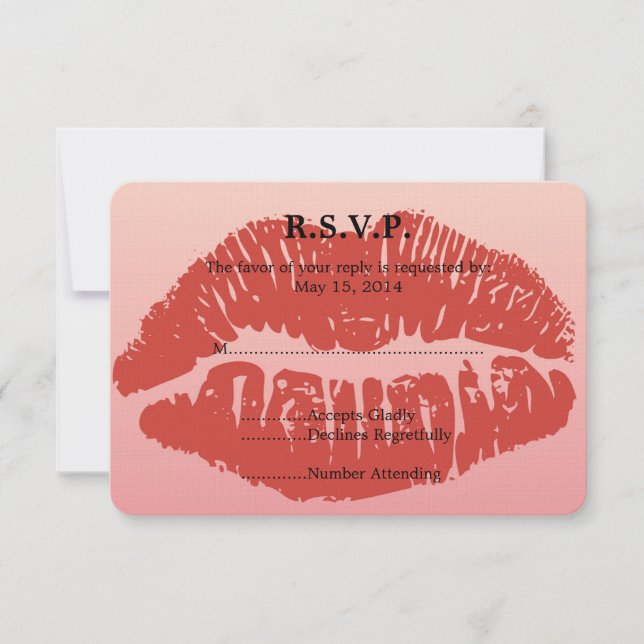 RSVP de Casamento de Lábios de Smooch (Frente)