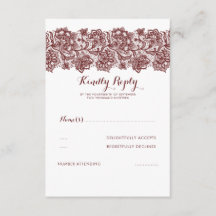 RSVP de Casamento de Lace Burgundy