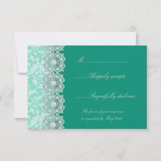 RSVP de Casamento de Lace e Pérolas (Frente)