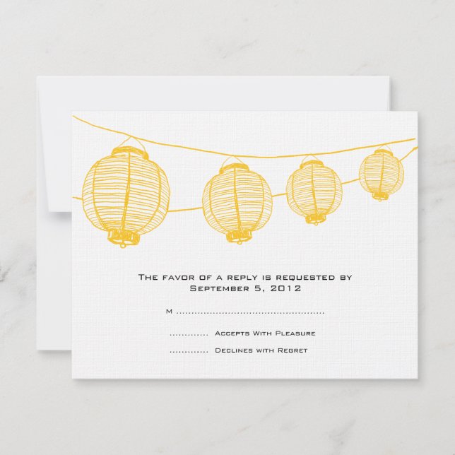 RSVP de Casamento de Lanternas Amarelas e Brancas (Frente)