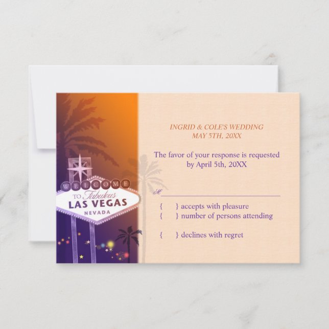 RSVP de Casamento de Las Vegas RPVP de Laranja Rox (Frente)