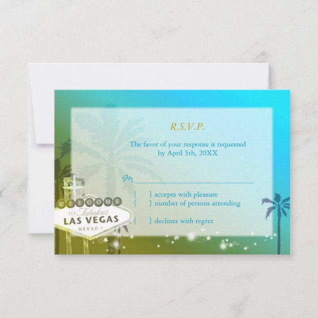 RSVP de Casamento de Las Vegas Strip Blue Light (Frente)