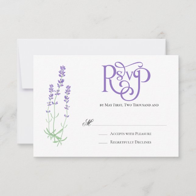 RSVP de Casamento de Lavanda Elegante (Frente)