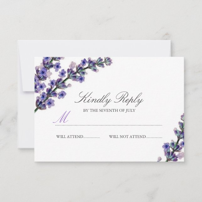 RSVP de Casamento de Lavanda Elegante (Frente)