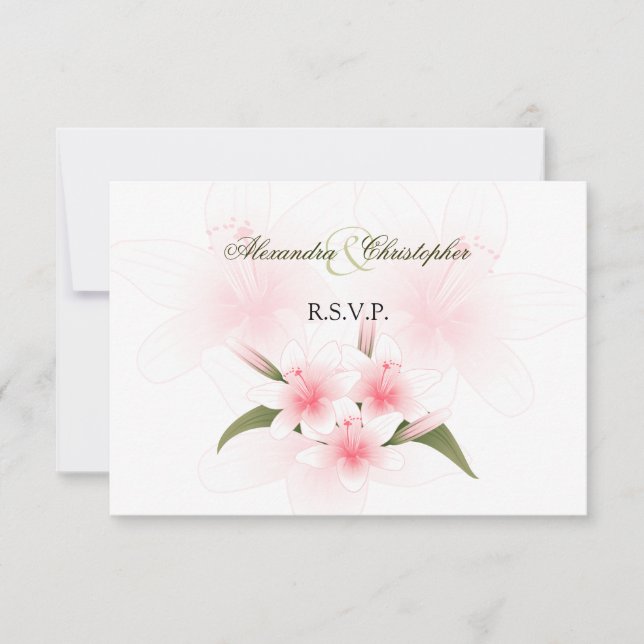 RSVP de Casamento de Lírios Brancos e Rosa (Frente)