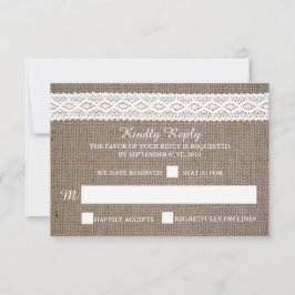 RSVP de Casamento de Locais Brancos Rustic Burlap