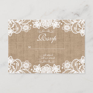 RSVP de Casamento de Locais Rustic Country Burlap