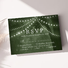RSVP de Casamento de Luzes de Árvore Russo Verde