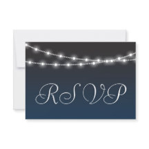 RSVP de Casamento de Luzes Noturnas de Ombre Azul