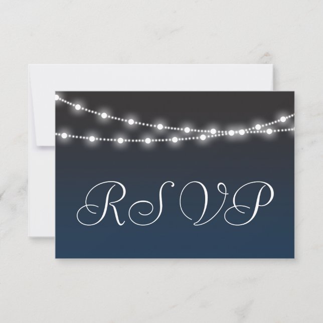 RSVP de Casamento de Luzes Noturnas de Ombre Azul  (Frente)
