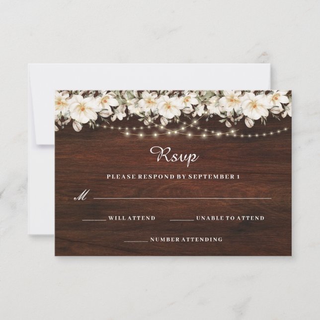 RSVP de Casamento de Madeira (Frente)